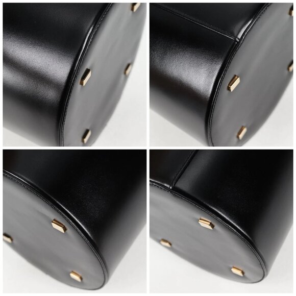 CELINE Vanity Cosmetic Pouch Leather Black Gold Auth 125415V - Picture 16 of 16